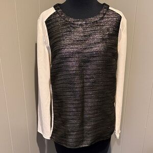 B35 Rhyme Chic Black and Cream Women's Medium Blouse